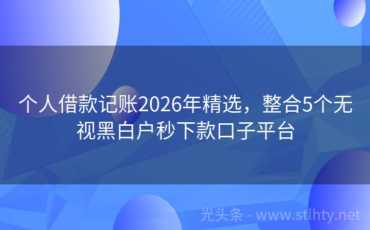 个人借款记账2026年精选，整合5个无视黑白户秒下款口子平台