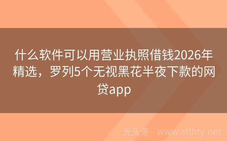 什么软件可以用营业执照借钱2026年精选，罗列5个无视黑花半夜下款的网贷app