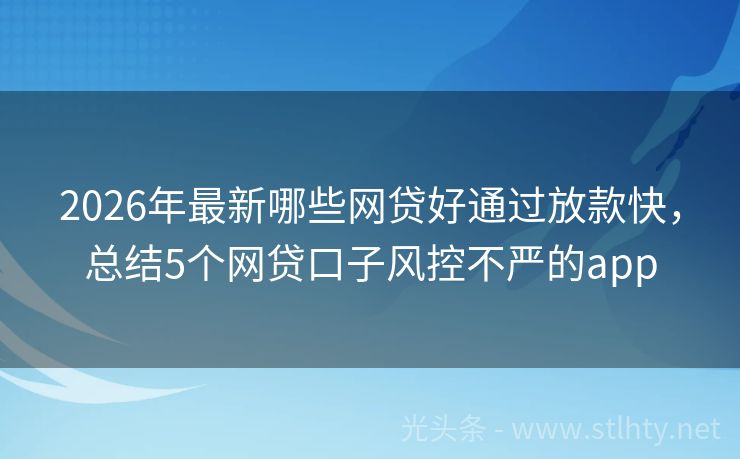 2026年最新哪些网贷好通过放款快，总结5个网贷口子风控不严的app