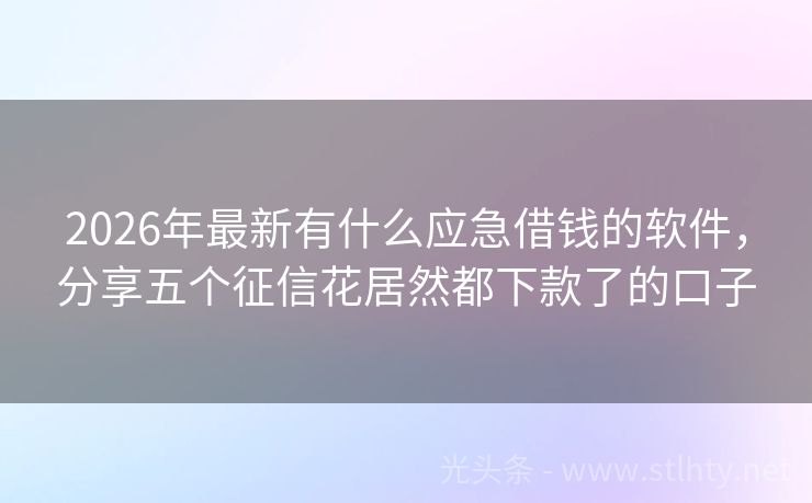 2026年最新有什么应急借钱的软件，分享五个征信花居然都下款了的口子