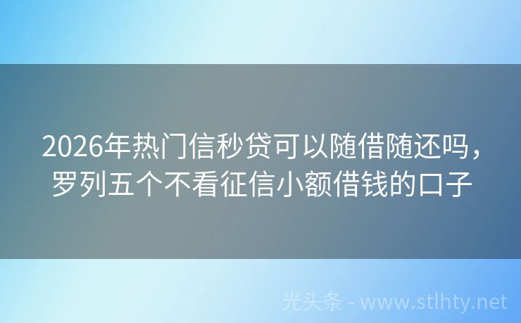 2026年热门信秒贷可以随借随还吗，罗列五个不看征信小额借钱的口子