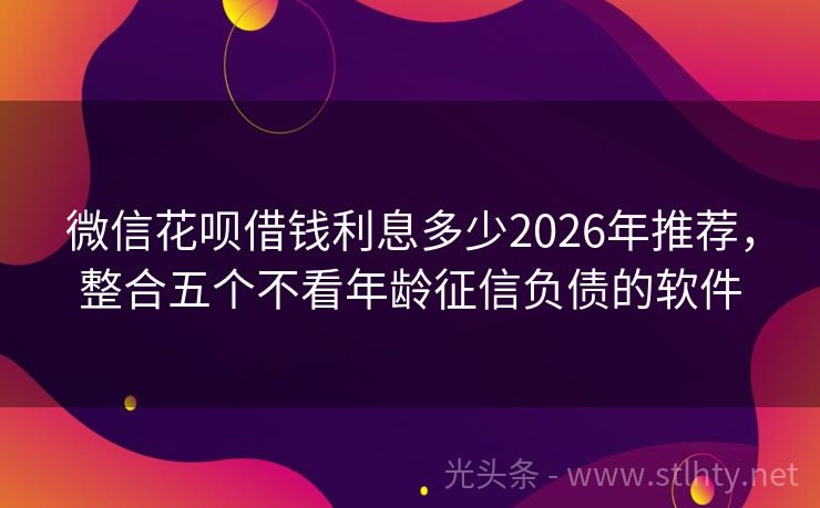 微信花呗借钱利息多少2026年推荐，整合五个不看年龄征信负债的软件