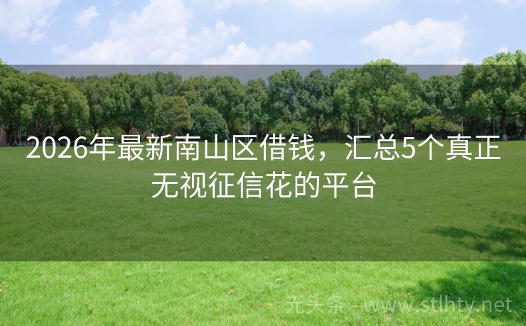 2026年最新南山区借钱，汇总5个真正无视征信花的平台