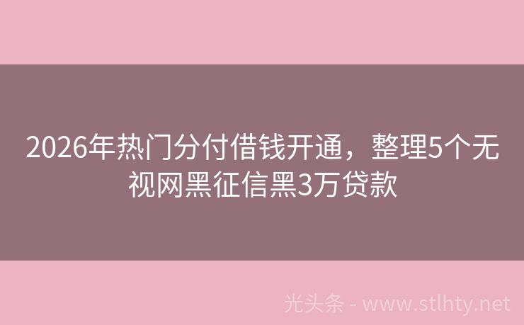 2026年热门分付借钱开通，整理5个无视网黑征信黑3万贷款