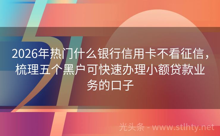 2026年热门什么银行信用卡不看征信，梳理五个黑户可快速办理小额贷款业务的口子
