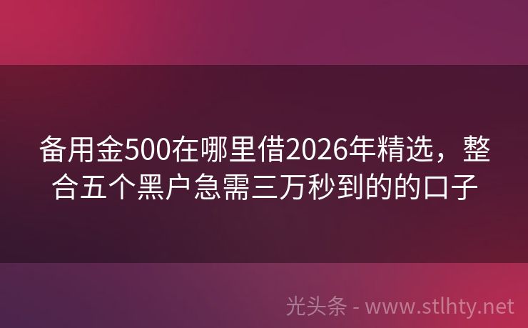 备用金500在哪里借2026年精选,整合五个黑户急需三万秒到的的口子