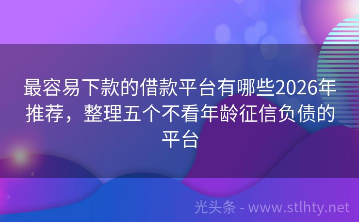 最容易下款的借款平台有哪些2026年推荐,整理五个不看年龄征信负债的平台