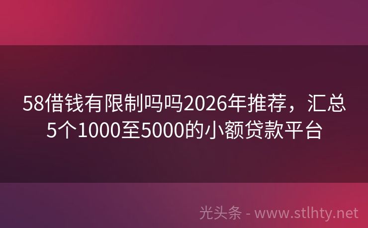58借钱有限制吗吗2026年推荐，汇总5个1000至5000的小额贷款平台