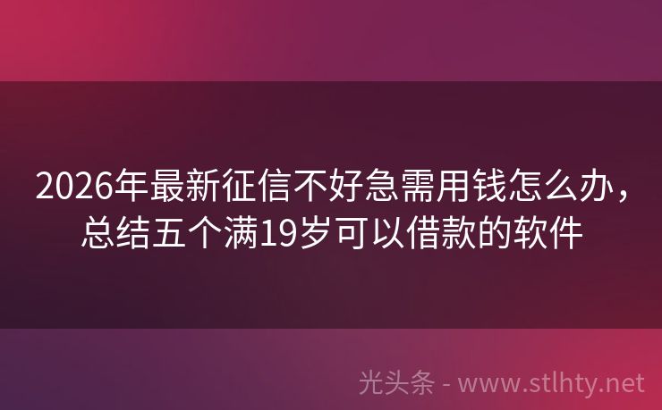 2026年最新征信不好急需用钱怎么办，总结五个满19岁可以借款的软件