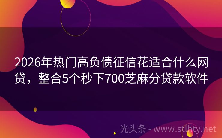 2026年热门高负债征信花适合什么网贷，整合5个秒下700芝麻分贷款软件