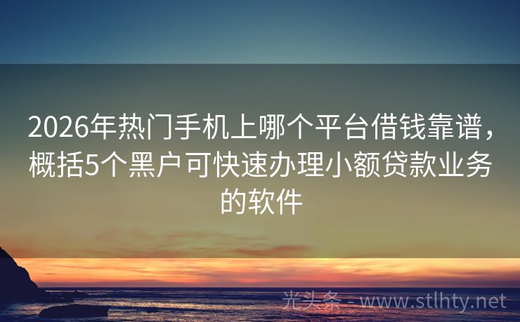 2026年热门手机上哪个平台借钱靠谱,概括5个黑户可快速办理小额贷款业务的软件