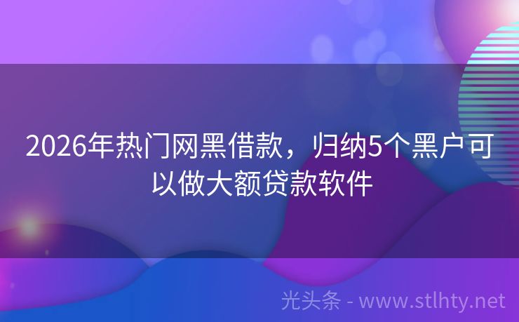 2026年热门网黑借款，归纳5个黑户可以做大额贷款软件