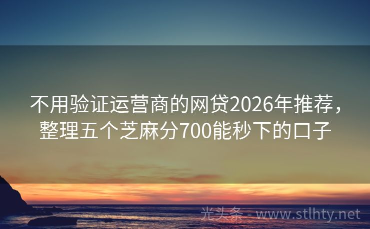不用验证运营商的网贷2026年推荐，整理五个芝麻分700能秒下的口子