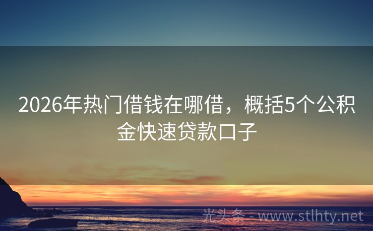 2026年热门借钱在哪借，概括5个公积金快速贷款口子