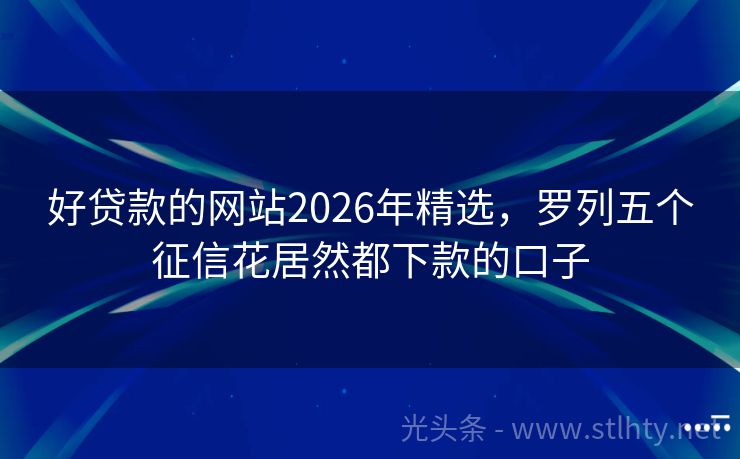 好贷款的网站2026年精选，罗列五个征信花居然都下款的口子