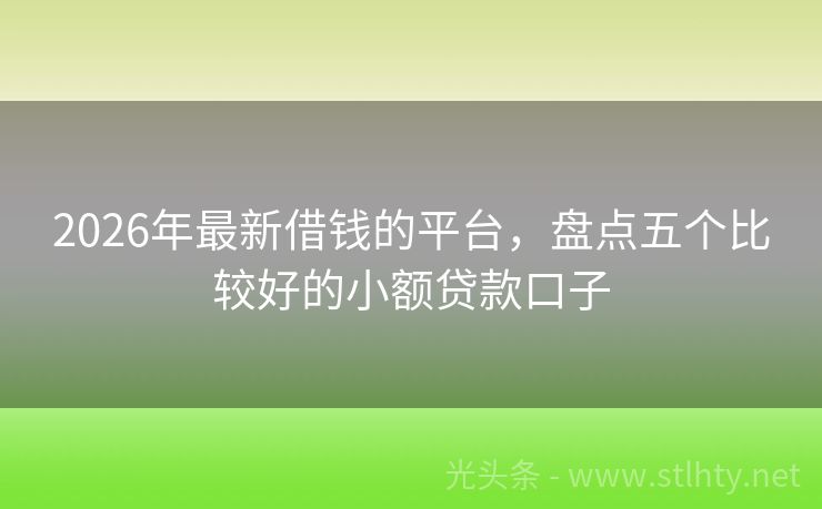 2026年最新借钱的平台，盘点五个比较好的小额贷款口子