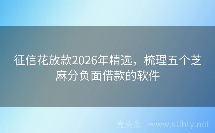 征信花放款2026年精选，梳理五个芝麻分负面借款的软件