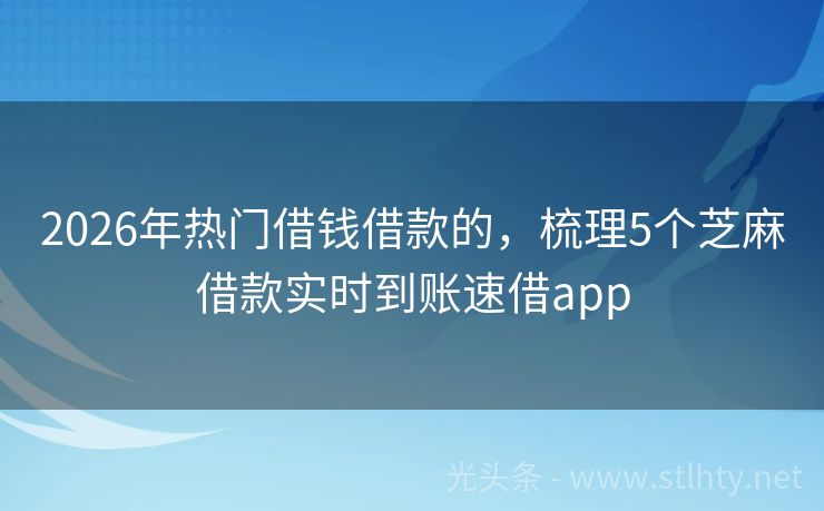 2026年热门借钱借款的，梳理5个芝麻借款实时到账速借app