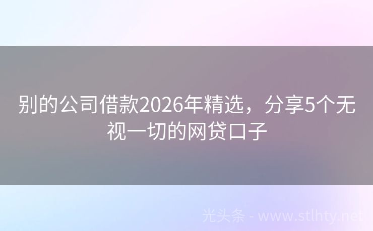 别的公司借款2026年精选，分享5个无视一切的网贷口子
