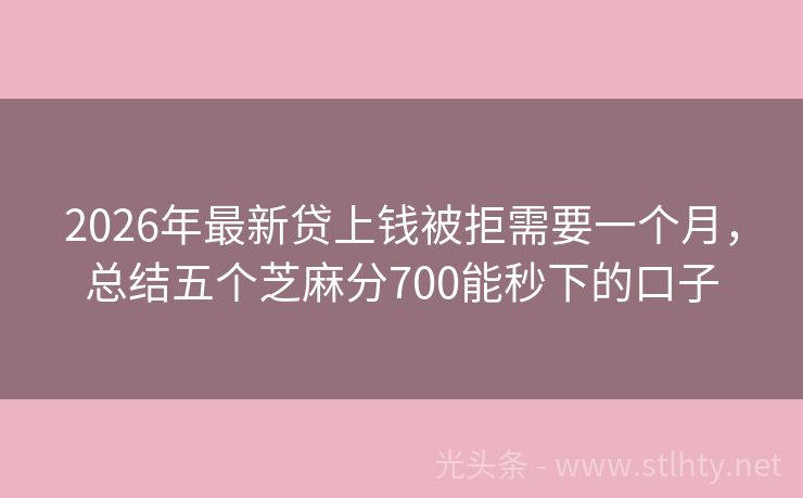 2026年最新贷上钱被拒需要一个月，总结五个芝麻分700能秒下的口子