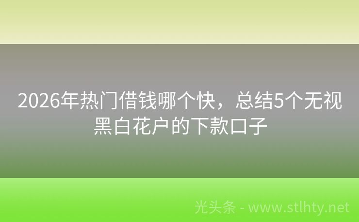 2026年热门借钱哪个快，总结5个无视黑白花户的下款口子