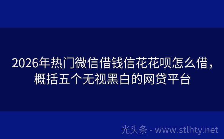 2026年热门微信借钱信花花呗怎么借，概括五个无视黑白的网贷平台