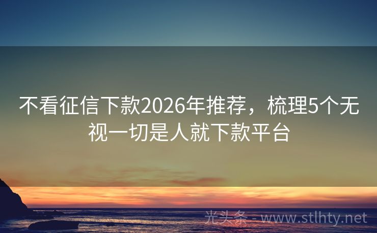 不看征信下款2026年推荐，梳理5个无视一切是人就下款平台