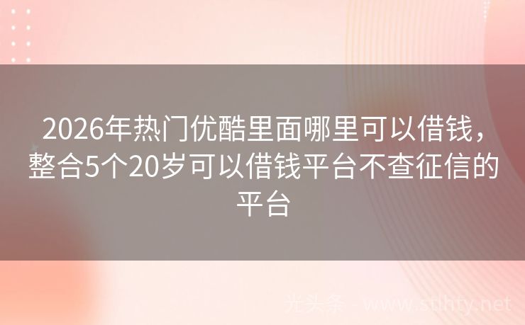 2026年热门优酷里面哪里可以借钱，整合5个20岁可以借钱平台不查征信的平台