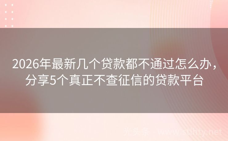 2026年最新几个贷款都不通过怎么办，分享5个真正不查征信的贷款平台