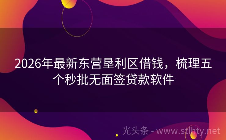 2026年最新东营垦利区借钱，梳理五个秒批无面签贷款软件