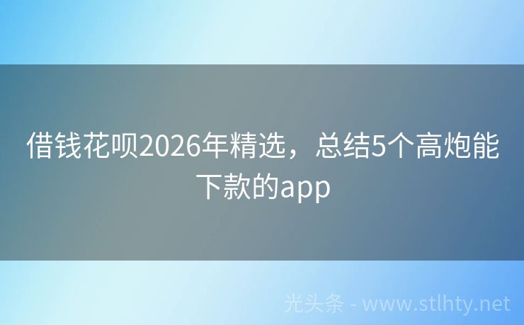 借钱花呗2026年精选，总结5个高炮能下款的app