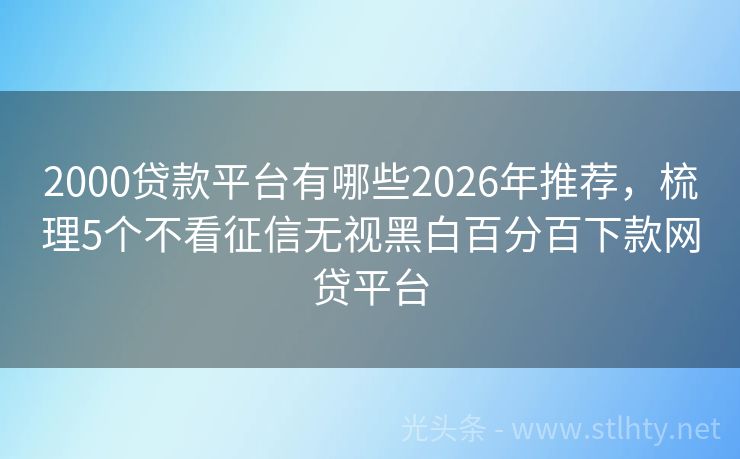 2000贷款平台有哪些2026年推荐,梳理5个不看征信无视黑白百分百下款网贷平台
