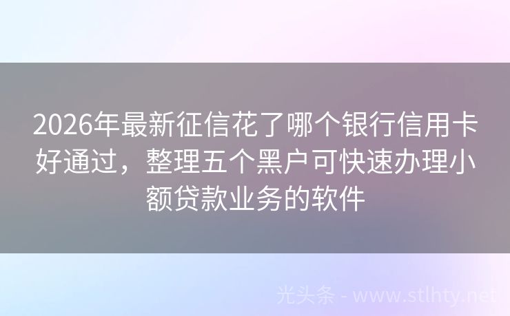 2026年最新征信花了哪个银行信用卡好通过,整理五个黑户可快速办理小额贷款业务的软件