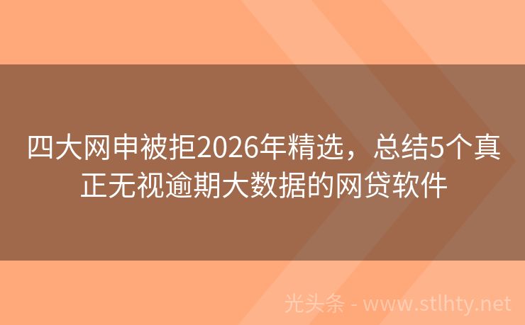四大网申被拒2026年精选,总结5个真正无视逾期大数据的网贷软件