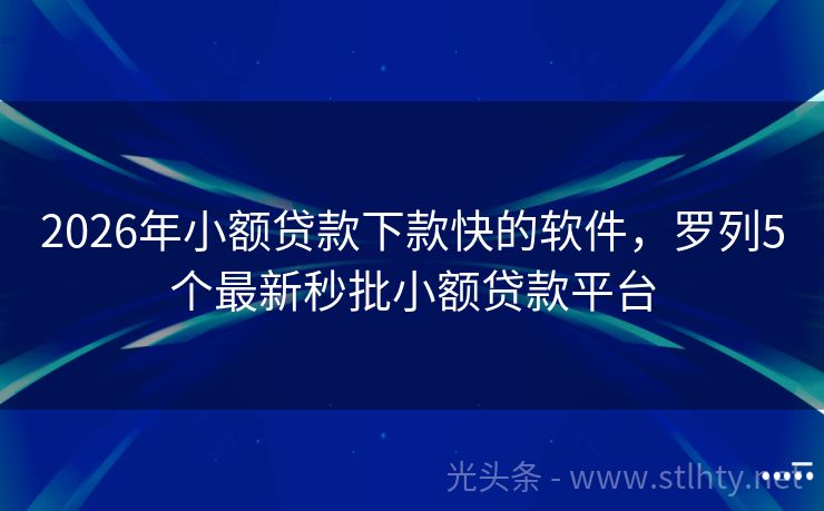 2026年小额贷款下款快的软件，罗列5个最新秒批小额贷款平台