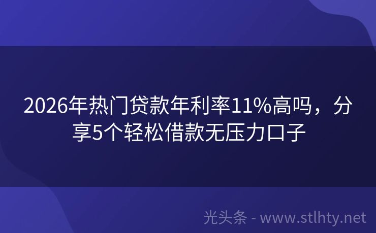 2026年热门贷款年利率11%高吗，分享5个轻松借款无压力口子
