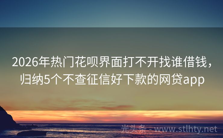 2026年热门花呗界面打不开找谁借钱，归纳5个不查征信好下款的网贷app