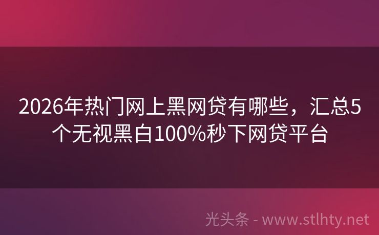 2026年热门网上黑网贷有哪些,汇总5个无视黑白100%秒下网贷平台
