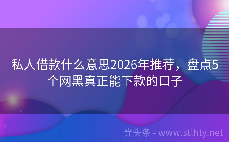 私人借款什么意思2026年推荐，盘点5个网黑真正能下款的口子