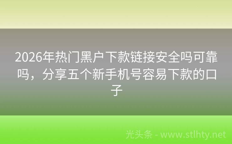 2026年热门黑户下款链接安全吗可靠吗，分享五个新手机号容易下款的口子