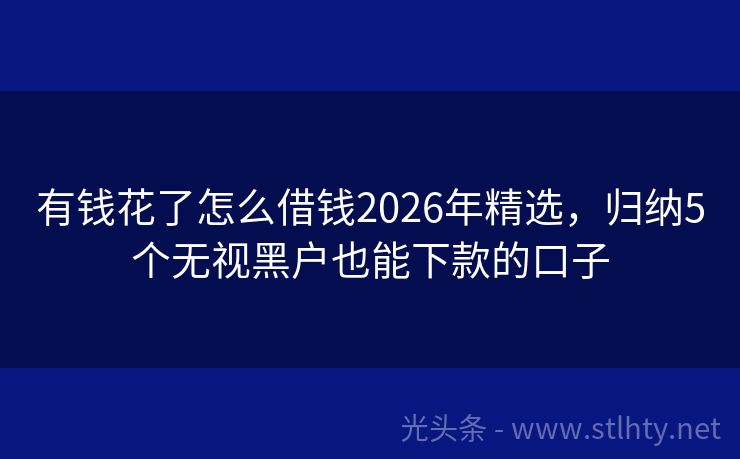 有钱花了怎么借钱2026年精选，归纳5个无视黑户也能下款的口子
