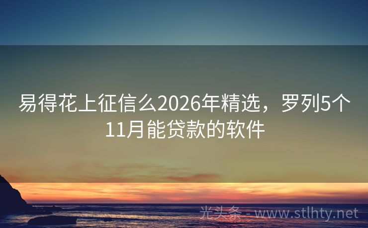 易得花上征信么2026年精选，罗列5个11月能贷款的软件