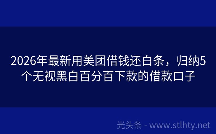 2026年最新用美团借钱还白条，归纳5个无视黑白百分百下款的借款口子