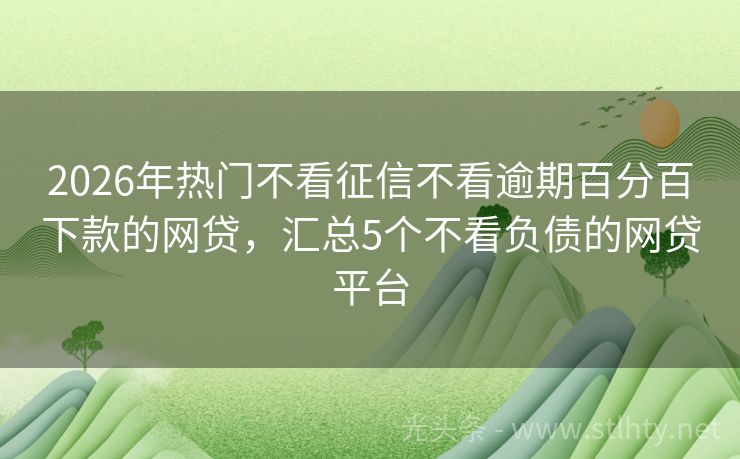 2026年热门不看征信不看逾期百分百下款的网贷，汇总5个不看负债的网贷平台
