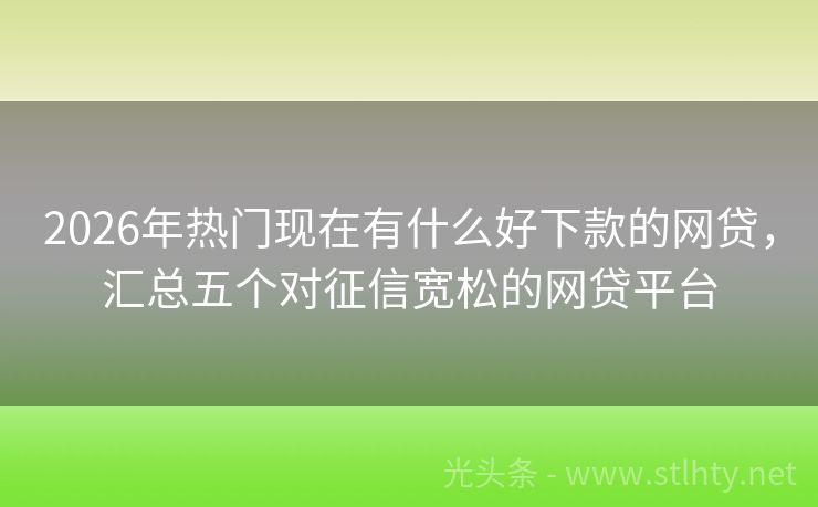2026年热门现在有什么好下款的网贷，汇总五个对征信宽松的网贷平台