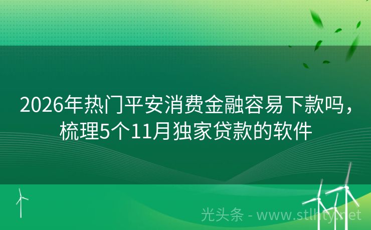 2026年热门平安消费金融容易下款吗，梳理5个11月独家贷款的软件
