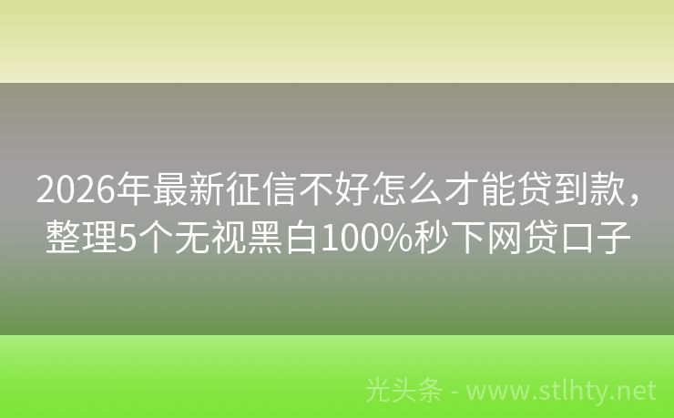 2026年最新征信不好怎么才能贷到款，整理5个无视黑白100%秒下网贷口子