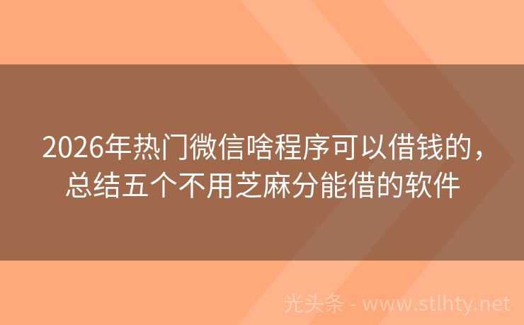 2026年热门微信啥程序可以借钱的，总结五个不用芝麻分能借的软件