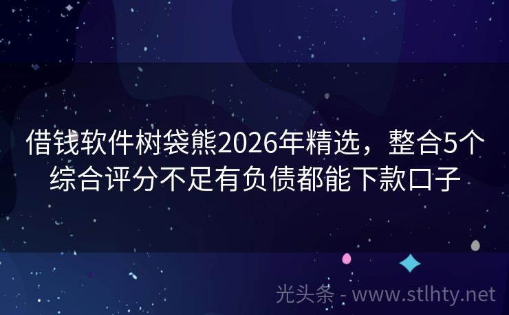 借钱软件树袋熊2026年精选,整合5个综合评分不足有负债都能下款口子