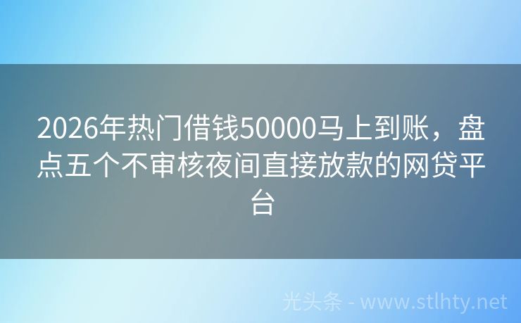 2026年热门借钱50000马上到账,盘点五个不审核夜间直接放款的网贷平台